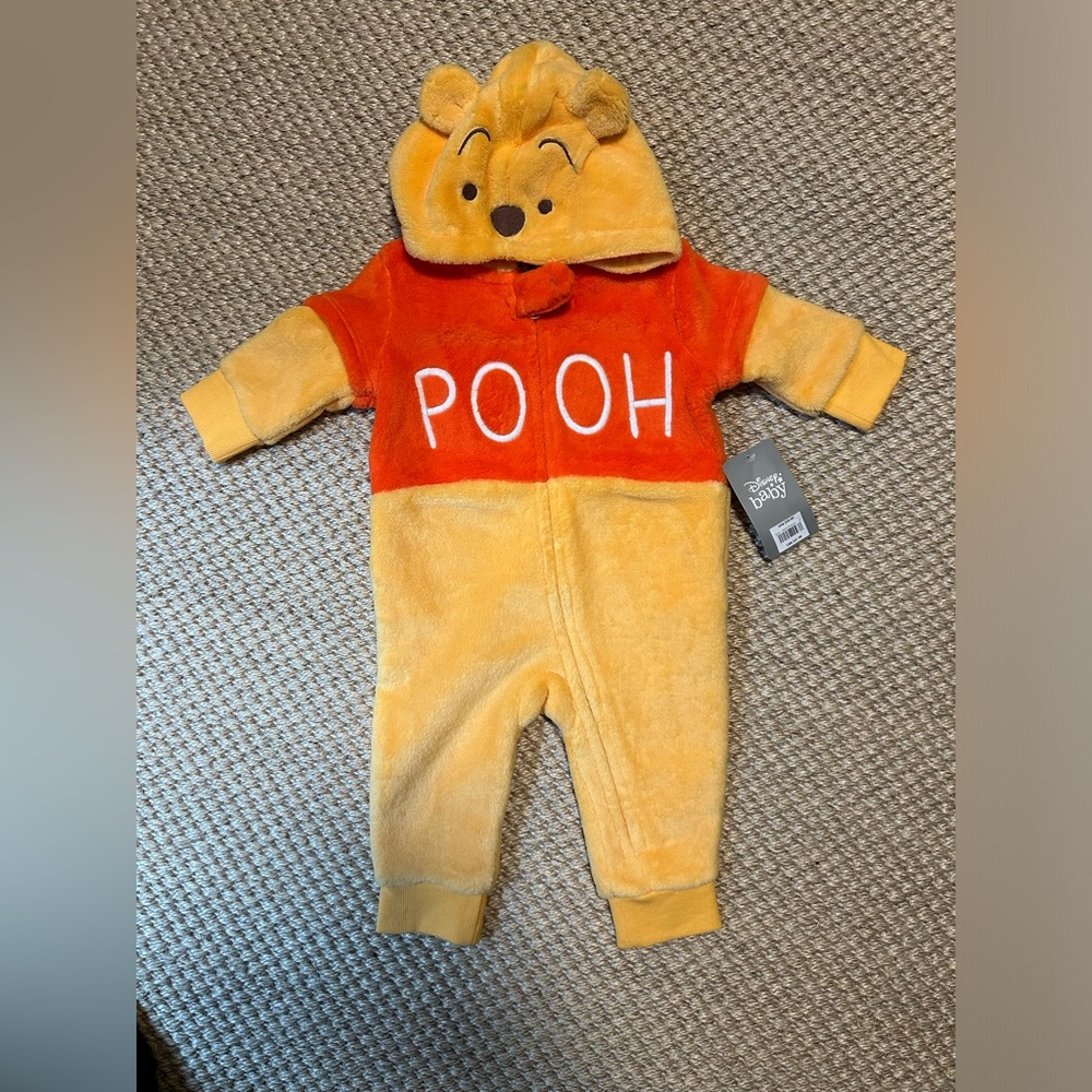 Winnie the Pooh fleece zip up onesie.